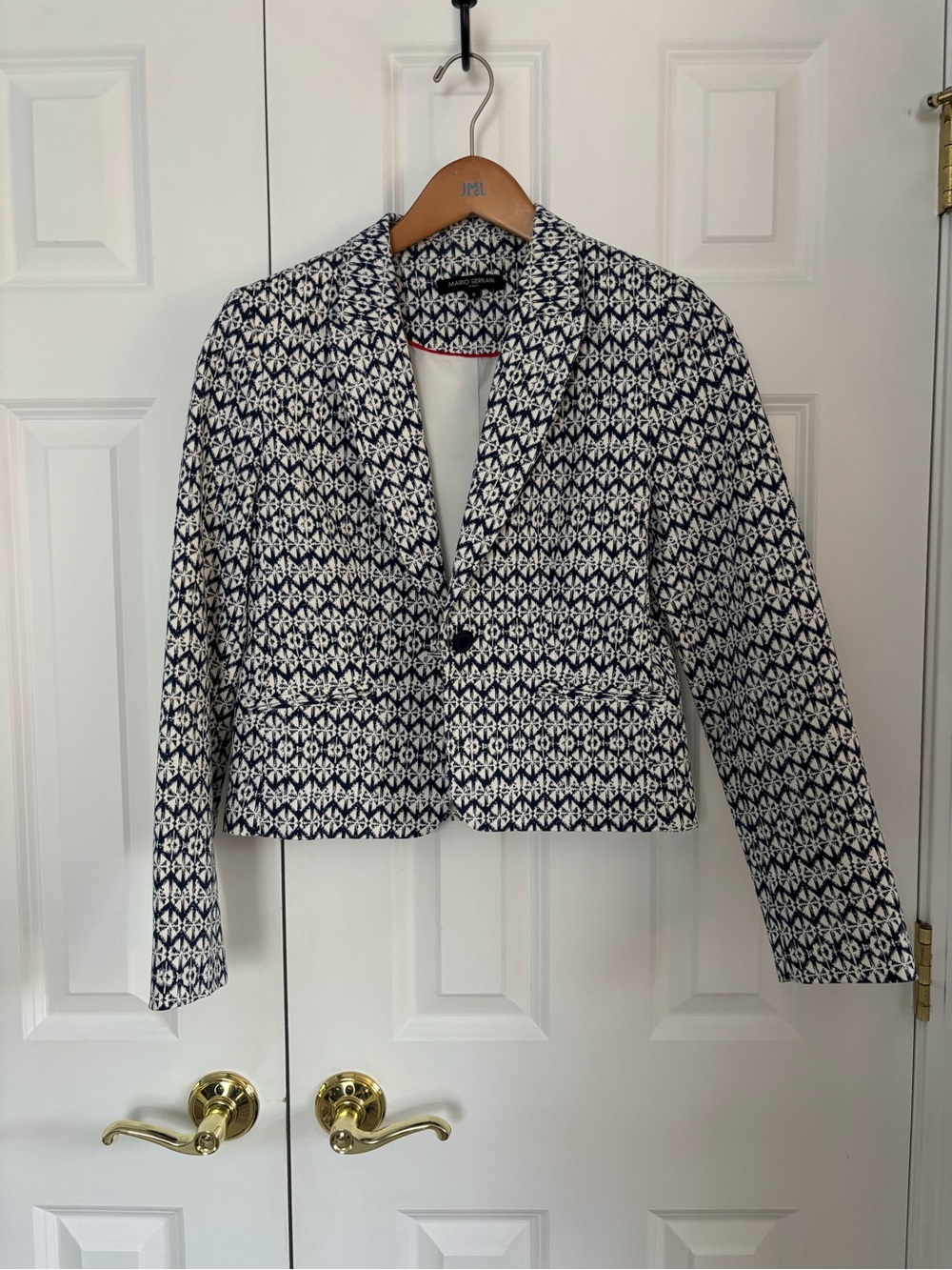 Mario Serrani Navy and White Patterned Women's Blazer